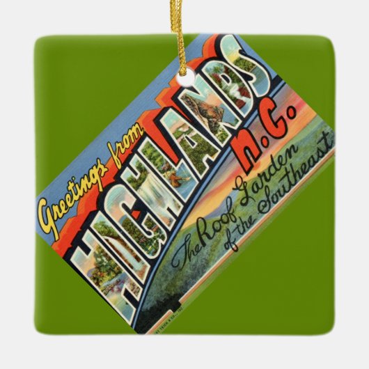 Vintage Highlands NC ansichtkaart Keramisch Ornament (Voorkant)