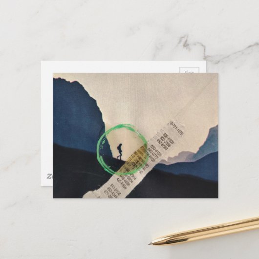 Vintage Hiking in Mountains Collage Briefkaart (Voorkant / Achterkant in situ)