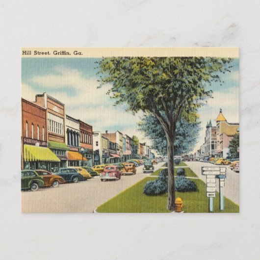 Vintage, Hill Street, Griffin, Georgia Briefkaart (Voorkant)