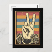 Vintage Hippie Hand Peace Sign Briefkaart (Voorkant / Achterkant)