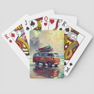 Vintage Hippie Vakantiebusreis Pokerkaarten