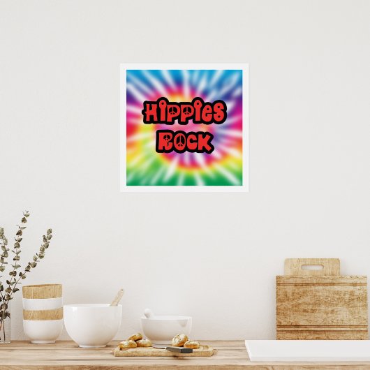 Vintage Hippies Rock Tie Dye Poster (Keuken)