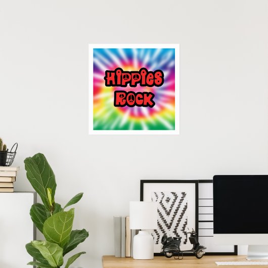 Vintage Hippies Rock Tie Dye Poster (Thuiskantoor)