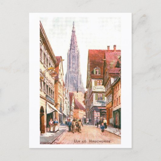 Vintage Hirschgasse, Ulm, Germany Briefkaart (Voorkant)