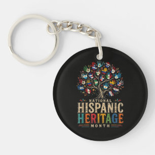 Vintage Hispanic Heritage Month Eenheidsboom Sleutelhanger