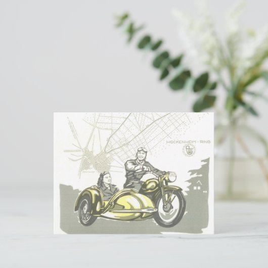Vintage Hockenheimer Motorbike AD Briefkaart (Staand voorkant)