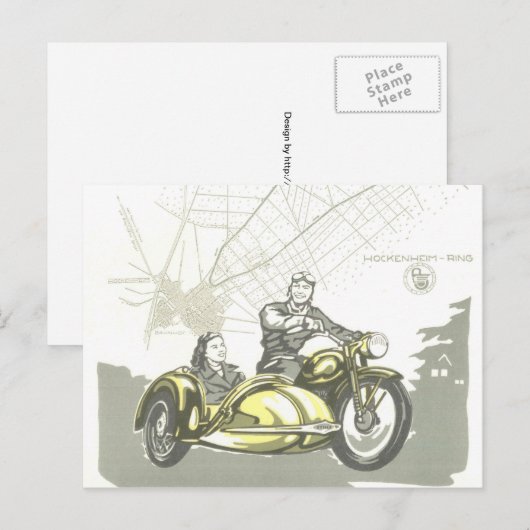 Vintage Hockenheimer Motorbike AD Briefkaart (Voorkant / Achterkant)
