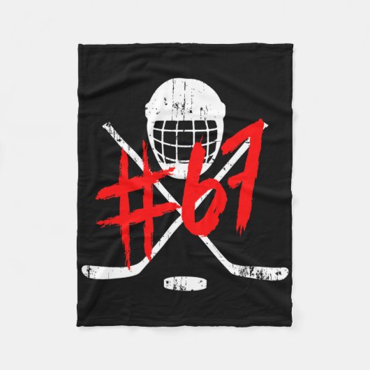 Vintage Hockey 67 Jersey Nummer Fleece Deken (Voorkant)