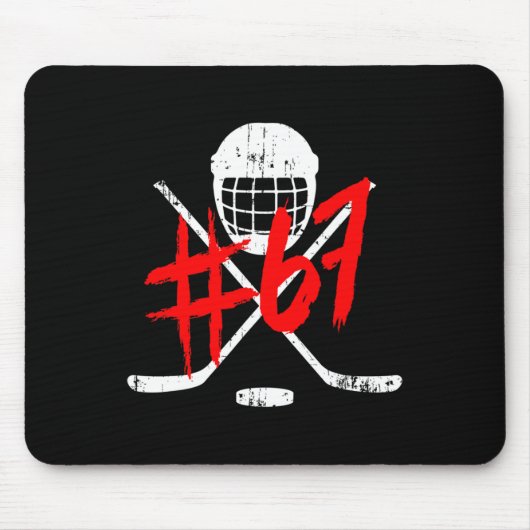 Vintage Hockey 67 Jersey Nummer  Muismat (Voorkant)