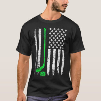 Vintage Hockey St. Patrick's Day Amerikaanse Vlag T-shirt