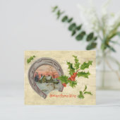Vintage HoefijzerKerstmis van de Hulst Feestdagenkaart (Staand voorkant)