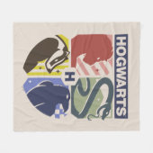 Vintage HOGWARTS™ Gestempeld Wapenembleem Fleece Deken (Voorkant (Horizontaal))