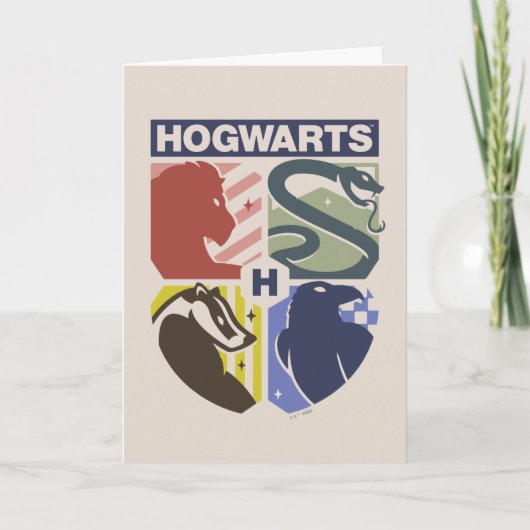 Vintage HOGWARTS™ Gestempeld Wapenembleem Kaart (Voorkant)