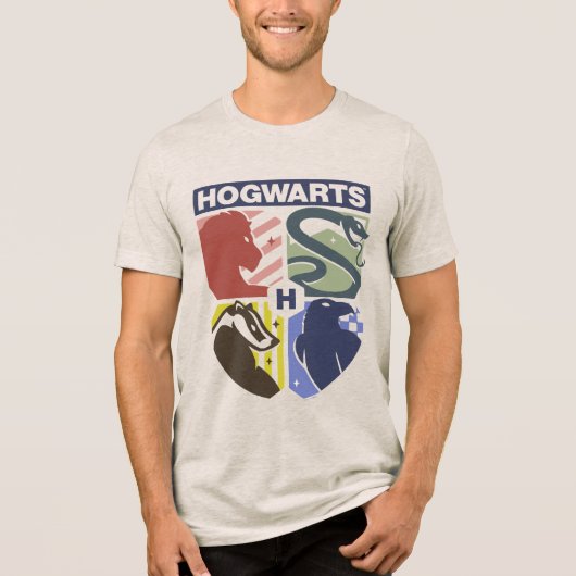 Vintage HOGWARTS™ Stamped Crest Tri-Blend Shirt (Voorkant)