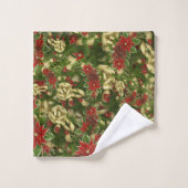 Vintage Holiday Botanical Monogrammed Bad Handdoek (Wasdoekje)