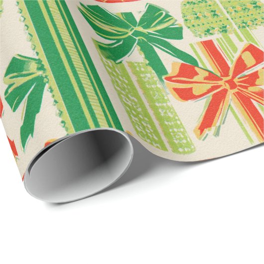 Vintage Holiday Bow Pattern Design Cadeaupapier (Rol Hoek)