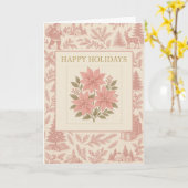 Vintage Holiday Card with Pink Poinsettias Kaart (Gele Bloem)
