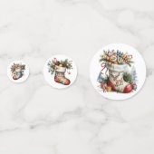 VINTAGE HOLIDAY CHRISTMAS STOCKING & PRESENTS CONFETTI (Voorkanten)