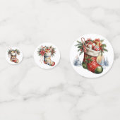 VINTAGE HOLIDAY CHRISTMAS STOCKING & PRESENTS CONFETTI (Achterkanten)