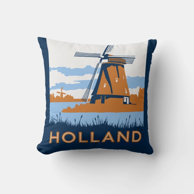 Vintage Holland Poster Kussen (Voorkant)