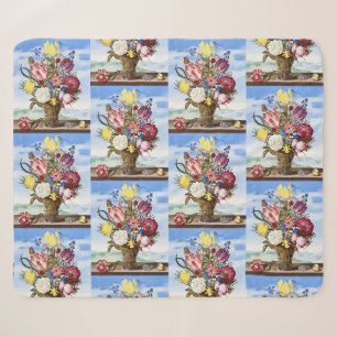 Vintage Hollandse Gouden Eeuw bloemstilleven Sherpa Deken