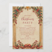 Vintage Holly and Gold Christmas Kaart (Voorkant)