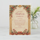 Vintage Holly and Gold Christmas Kaart (Staand voorkant)