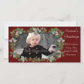 Vintage Holly & Bells kerstfotokaartje Feestdagenkaart (Voorkant)