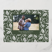 Vintage Holly Berries Foto KerstEvergreen Folie Feestdagenkaart (Achterkant)