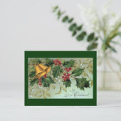 Vintage Holly Berries Kerstfeest Feestdagenkaart (Staand voorkant)