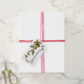 Vintage Holly Berry Greetings Gift Label Cadeaulabel (Met Touw)