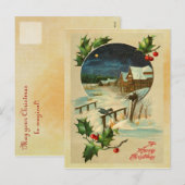 Vintage Holly Christmas Postcards Feestdagenkaart (Voorkant / Achterkant)