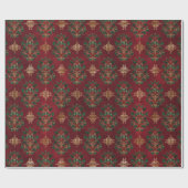 Vintage Holly Damask Pattern Cadeaupapier (Vlak)