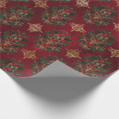 Vintage Holly Damask Pattern  Cadeaupapier (Hoek)