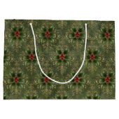 Vintage Holly Damask Pattern Groot Cadeauzakje (Achterkant)