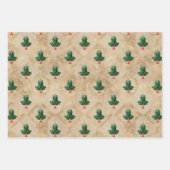 Vintage Holly Damask Pattern Inpakpapier Vel (Voorkant)