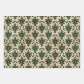 Vintage Holly Damask Pattern Inpakpapier Vel (Voorkant 2)