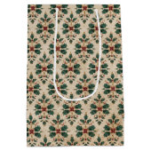 Vintage Holly Damask Pattern Medium Cadeauzakje (Achterkant)