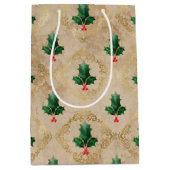 Vintage Holly Damask Pattern Medium Cadeauzakje (Voorkant)