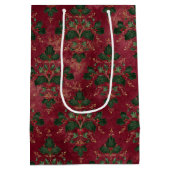 Vintage Holly Damask Pattern  Medium Cadeauzakje (Achterkant)