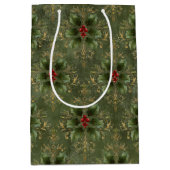 Vintage Holly Damask Pattern Medium Cadeauzakje (Voorkant)