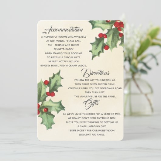 Vintage Holly Extra Informatiekaart Kaart (Staand voorkant)