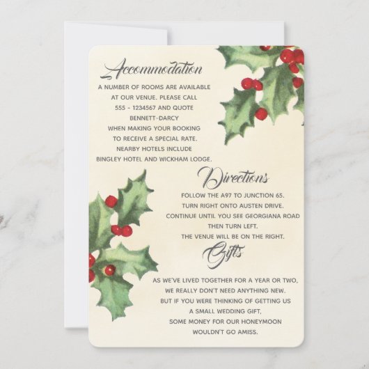 Vintage Holly Extra Informatiekaart Kaart (Voorkant)