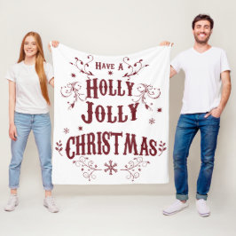 Vintage Holly Jolly Christmas Fleece Deken