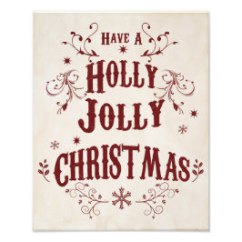 Vintage Holly Jolly Christmas Foto Afdruk