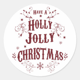 Vintage Holly Jolly Christmas Ronde Sticker