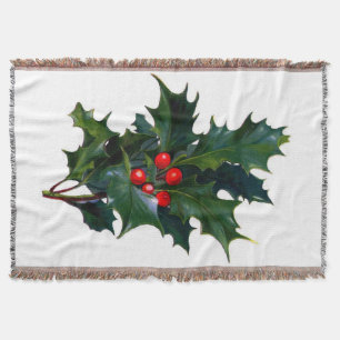 Vintage Holly Leaf en Berry Afghan Deken
