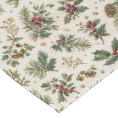 Vintage Holly Pine Christmas Botanical Korte Tafelloper (Hoek)