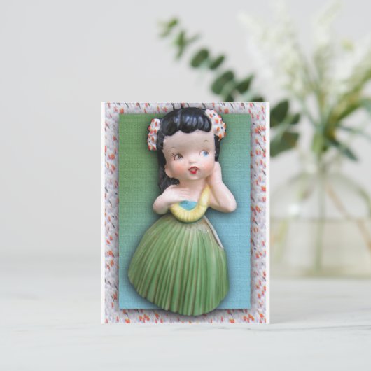 Vintage Holt Howard Hula Gal Briefkaart (Staand voorkant)