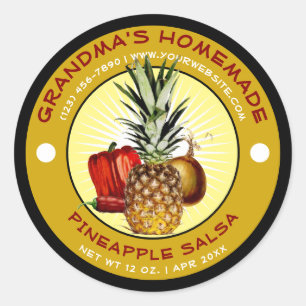 Vintage Homemade anananas Salsa Label Sjabloon